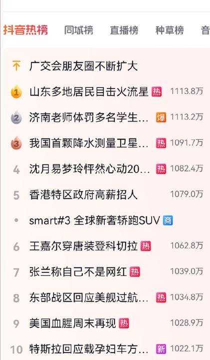 《抖音》4月18日热搜榜一览
